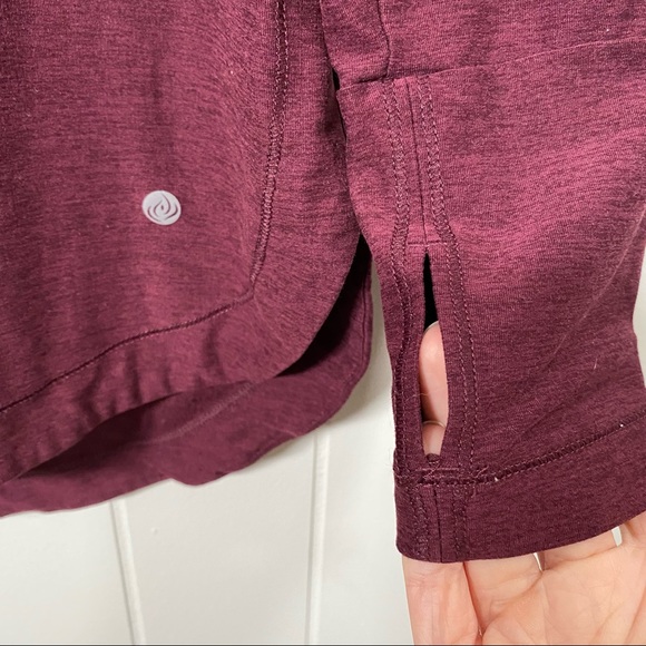 Apana Mock Neck Athletic Hoodie Top with Drawstring Maroon Women's Size XS - Picture 2 of 9